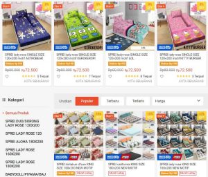 Rekomendasi Toko Sprei di Shopee